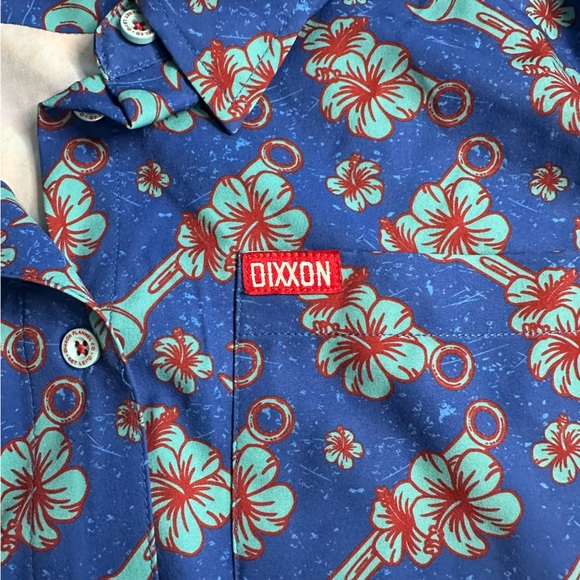 Dixxon GET LEI'D PARTY SHIRT Medium women’s Hawaii  button down blue floral - Picture 7 of 8